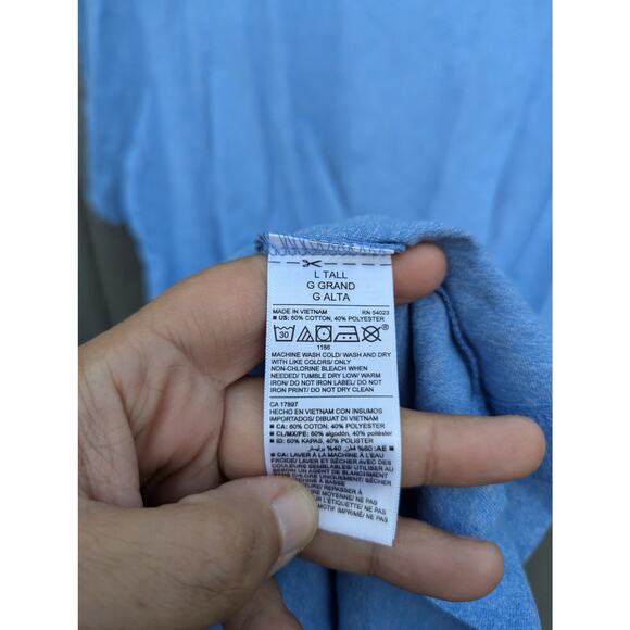 Old Navy Basic Blue Crew Neck Men T Shirt Size L Tall Soft Washed Casual - Picture 3 of 5